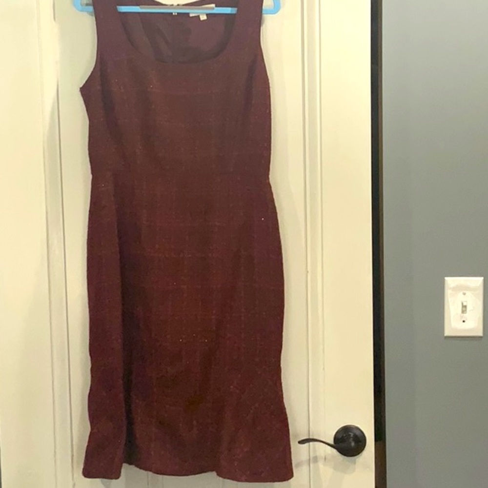 Tory Burch, burgundy tweed sleeveless dress size 6
